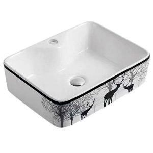 Chậu lavabo sứ đặt bàn hoa văn LB07