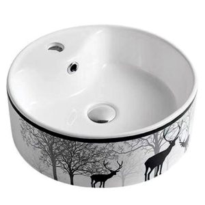 Chậu lavabo sứ đặt bàn hoa văn LB13