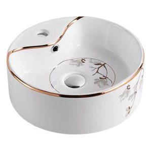 Chậu lavabo sứ đặt bàn hoa văn LB14