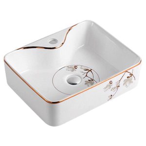 Chậu lavabo sứ đặt bàn hoa văn LB17