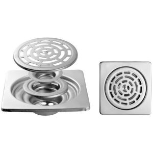 Hố ga thoát sàn inox Sanji HG02 15x15 phi 90