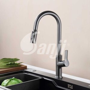 Vòi rửa chén dây rút xám Sanji CN19